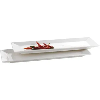 Mäser, Serie Trendy Line, Teller rechteckig 32 x 11 cm, im 2er-Set, Weiß