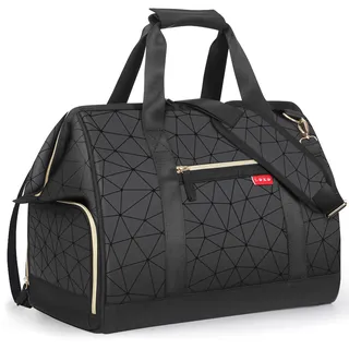 Lekesky Reisetasche Damen, Weekender Damen Klein mit Schuhfach, Großes Öffnungsdesign, 33L Kliniktasche Geburt für Reisen, Airline, Arbeit, Strand oder Freizeit (Schwarz PU Leder)