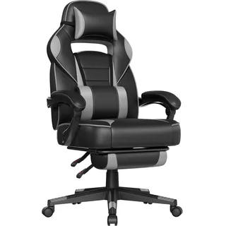 Songmics Gaming-Stuhl tintenschwarz/Taubengrau