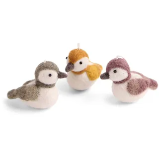Én Gry & Sif Kleine Spatzen - Anhänger aus Filz, Weihnachts-Deko - 3 Stück