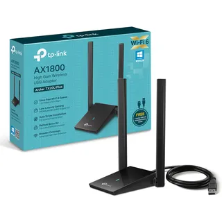 TP-Link Archer TX20U Plus WLAN Stick Für PC, WiFi 6 AX1800 Dual Band, USB 3.0, MU-MIMO, Antennen mit hoher Verstärkung, WPA3-Verschlüsselung, Kompatibel mit Windows 11/10, Schwarz