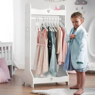 Haus Projekt Standgarderobe Kinder Holz für 3-8 Jahre, Mörden Mädchen Kinderkleiderstange, Kleiderständer für Kinderzimmer, Offener Kleiderschrank Babys, Kleiderschränke, Weihnachtsgeschenke