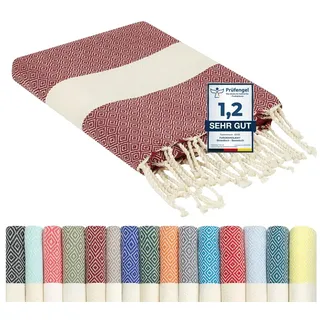 furora Holiday Strandtuch groß 100x200 cm: Baumwolle, leicht lang dünn kompakt - Premium Qualität | Hamamtuch Saunatuch, Fouta Strandhandtuch XXL | Damen & Herren Badetuch Stranddecke Picknickdecke