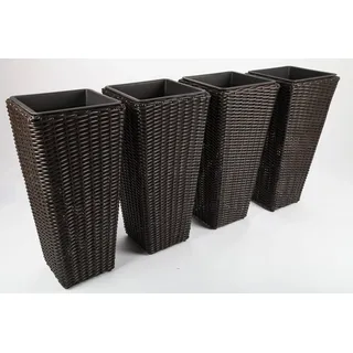 point-garden 4x Blumenkübel Pflanzkübel Pflanzgefäß Blumentopf aus Polyrattan