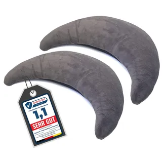 Tiga-Med 2 x Halbmondkissen TIGA-Soft | 2 Stück | Ergonomisches Nackenkissen/Stillkissen/Kopfkissen mit Mikroperlen | Bezug separat waschbar bei 40°C (2 x grau)