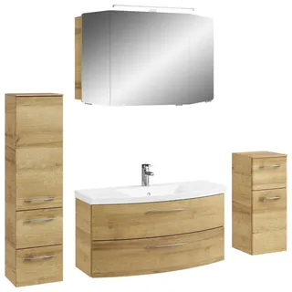 Pelipal Badezimmer , Eichefarben , Holzwerkstoff , 5-teilig , 9 Fächer , 2 Schublade(n),insgesamt: 5 Schublade(n) Schubladen , 161 cm , Made in Germany , hängend, Typenvielfalt , Badezimmer, Badmöbelsets & Badmöbelserien, Badmöbel-Sets