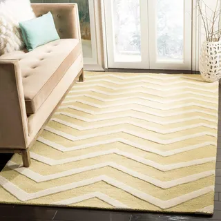 SAFAVIEH Zeitgenössische Teppich für Wohnzimmer, Esszimmer, Schlafzimmer - Cambridge Collection, Kurzer Flor, Helles Gold und Elfenbein, 152 X 244 cm