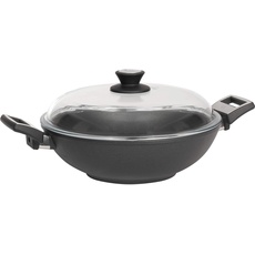 SKK 2751 Titan Induction, Guss-Wok ø 32cm, antihaft-beschichtete Pfanne, induktionsgeeignet, keramisch verstärkt, mit Seitengriffen, Backofen-fest, Made in Germany