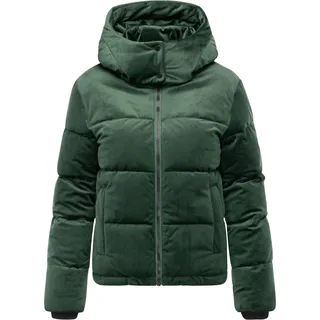 Ragwear Steppjacke "Steppjacke Roobie Velvet YOUMODO" mit Kapuze Gesteppte Teddyjacke in Samtoptik mit Kapuze, pine grün