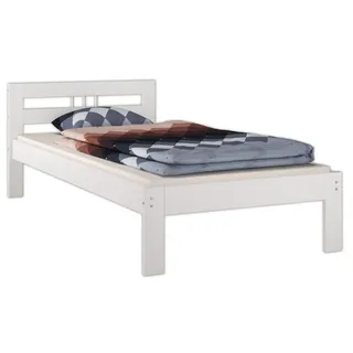Einzelbett Futonbett 100x200 Kieferbett Massivholz weiß Bettgestell Zubehör wählbar V-60.64-10Wohne Zubehör - Weiß