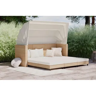 Ambia Garden Loungegarnitur , Creme, Beige , Metall, Kunststoff, Textil , Füllung: Polyester,Polyester , 200x68x73-159 cm , Bank klappbar , Gartenmöbel, Loungemöbel, Loungegarnituren