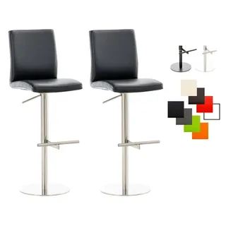 CLP 2er Set Barhocker Cadiz Kunstlederbezug edelstahl/schwarz