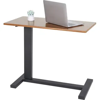 WISFOR Mobiler Laptoptisch für Bett, höhenverstellbar Beistelltisch, Stehtisch Couchtisch mit Gasfeder & Rollen, Höhe 66-89,5cm - Braun, Schwarz