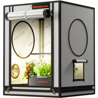Spider Farmer Kleines Growzelt 60x60x80 cm für Aerogarden, mit Roll-up-Tür, Beobachtungsfenster, abnehmbarem Bodenblech, 2000D Mylar-Gewebe, für SmartG12 Hydroponisches Anzuchtsystem