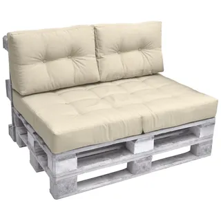 Beautissu Palettenkissen Outdoor 1x Sitzkissen & 2x Rückenkissen, Natur - Naturbelassen