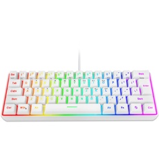 Snpurdiri 60% Prozent Gaming Tastatur, Mini Kleine Kabelgebundene Mechanisches Gefühl Keyboard, Tragbare Kompakte RGB-Tastatur für PC, Mac, Office, Gaming (61 Tasten, Weiß)