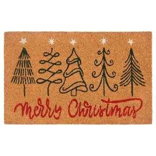 HANSE HOME Fußmatte »Kokos Five Christmas Trees, Türmatte« rechteckig 15 mm Höhe Schmutzfangmatte, Rutschfest, Outdoor, Weihnachten, Kokosmatte, Flur, braun
