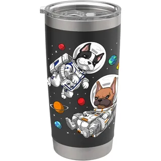Französische Bulldogge Weltraum Astronaut Komisches Kinder Doppelwandiger Edelstahl-Thermobecher