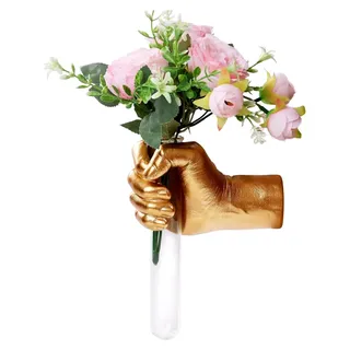 Handvase, goldene Handskulptur für kinetische Kunst, einzigartige Wanddekoration, Hängevase für kreative Gestaltung im Wohnzimmer, Eingangsbereich und Zimmer, Palmistry-Vase, Statue - Gold