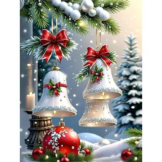 MISCER Diamond Painting für Erwachsene, Glocke Diamond Art kit, Christmas Diamant Pictures Set Anfänger, DIY Diamant Malerei Basteln Bilder Arts Geschenk für Zuhause Wand Deko 30x40cm