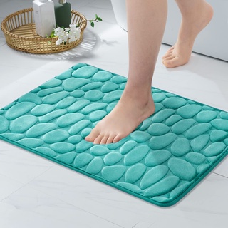 MIULEE Grün Badematte Memoryschaum Badezimmerteppich rutschfeste Badteppich Wasserabsorbierend Badvorleger Schnelltrocknend Waschbar Duschvorleger für Badezimmer 50x80cm Türkis