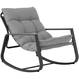 Schaukelstuhl Felinio 73/79/104 cm , Schwarz , Metall , 73x104x79.5 cm , Gartenmöbel, Gartenliegen, Liegestühle