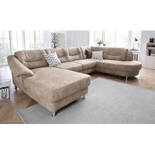 sit&more Wohnlandschaft »Salsa U-Form« mit Federkern, wahlweise mit Bettfunktion, beige,