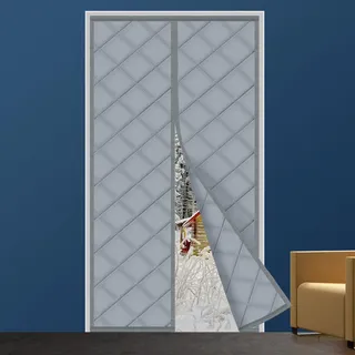 WENT Magnet Wärmeschutzvorhang für Türen. Höhe 200 cm, Breite 90 cm, Volle Größe, Thermo Türvorhang, Isolier Schutz Vorhang, Haustierfreundlich, Wasserdicht, Winddicht, Rauchgrau