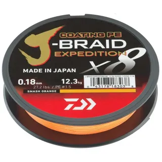 Daiwa J-Braid Expedition X8E, 0,22mm, 19,5kg/43,1lbs, 150m, Smash orange, Geflochtene Schnur, 12550-022