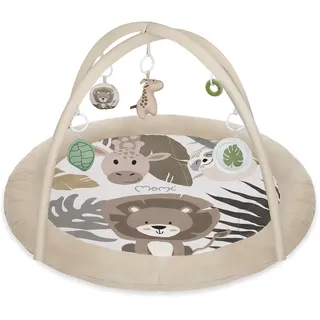 MOMI LUANI Spielset – Spielbogen mit Krabbeldecke, Ø 72 cm innen, mit 10 cm Umrandung, 6 Spielzeuge