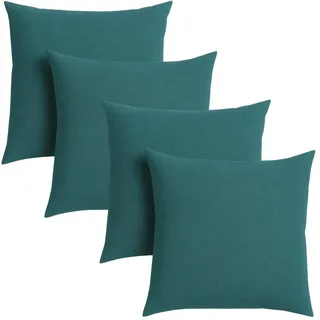 sleepling 4er Set Sofakissen 40x40 cm, Kissen, Petrol | Zier aus robustem Polsterstoff , 40 x 40 cm, Deko für Sofa, Couch , Polster, Made in EU, 4 Stück