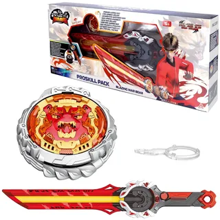 INFINITY NADO Metallkreisel, mit Schwertabschussvorrichtung, beleuchteter Kreisel, für Kinder Jungen und Mädchen ab 5 6 7 8 9 10, Blazing War Bear, rot