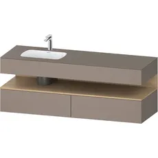 Duravit Qatego Einbauwaschtisch mit Konsolenwaschtischunterbau, 1600x550x600mm, Nische Eiche Natur, Becken links, QA4795030, Farbe: Basalt Matt/mit Nischenbeleuchtung