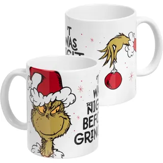 United Labels Grinch Tasse 320 ml, Weiß, Kaffeebecher Twas the night before Grinchmas, Kaffeetasse aus Keramik, Weihnachtstasse lustig