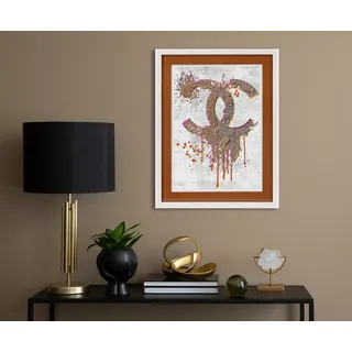 queence Bild mit Rahmen »Glitzer Logo« Fashion 1 Stk. tlg. Poster mit buntem Acrylglas Passepartout, braun