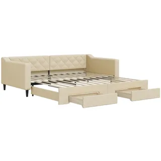 vidaXL Tagesbett Ausziehbar mit Schubladen Creme 100x200 cm Stoff - Creme