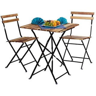 Relaxdays Bistro Set 3-tlg. natur klappbar