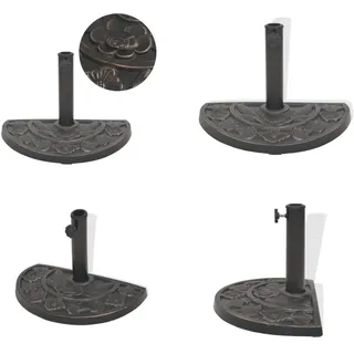 vidaXL Sonnenschirmständer Harz Halbrund Bronze 9 kg - Sonnenschirmfuß - Sonnenschirmständer - Schirmständer - Sonnenschirmhalterung - Braun