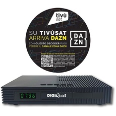 Digiquest Tivùsat Ti9 DVB-S2 Decoder mit Fernbedienung 2 in 1, schwarz, inklusive Tivusat-Karte, Aufnahmefunktion zuschaltbar - DAZN Zone Kanal-fähiges Gerät
