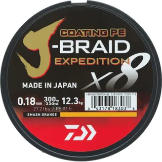 DAIWA J-Braid Expedition X8E, 3000m, 0,1mm, 6.9kg / 15,21lbs, orange, Geflochtene Schnur, 12550-310