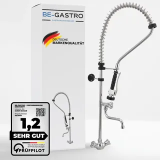 BE-GASTRO® I Profi Gastro Geschirrbrause Einloch "Premium" Drehgriff inkl. Wasserhahn, Mischbatterie & ergonomischem Drehgriff I Gastrobrause mit Zubehör, Gastronomie Armatur
