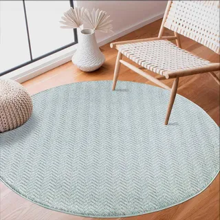 Carpet City Teppich »Friseé-Teppich FANCY805«, rund, 12 mm Höhe, Kurzflor, Einfarbig, 3D-Optik, Zickzack Look Carpet City mint-türkis Ø 120 cm   1 St.