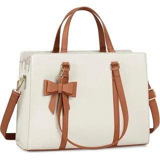 NEWHEY Damen Handtasche Shopper Schwarz Kunstleder Laptoptasche 15.6 Zoll - Schwarz