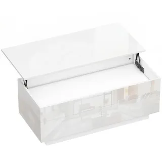 Homcom Höhenverstellbarer-Couchtisch Spanplatte Hochglanzweiß , Weiß Hochglanz , Holzwerkstoff , 2 Schubladen , 48x54.5x102 cm , Wohnzimmer, Wohnzimmertische, Beistelltische