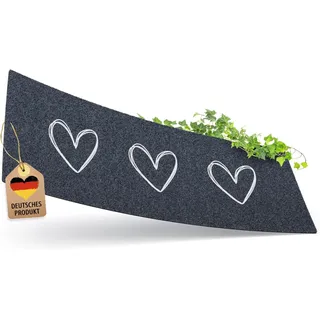 ElbFuchs Schuhparkplatz Fußmatte 100x35cm Grau 3 Herze I Waschbar & rutschfest, Hochwertige Schuhmatte für Innen- und Außenbereich I Ideal als Schuhablage & Schmutzfangmatte für Flur und Eingang
