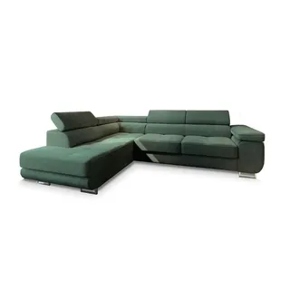 masseno Ecksofa APIRO L-S mit Schlaffunktion L-Form, Sofa mit Bettkasten, Wohnzimmersofa, Couch, Soffa, Bettsofa, Couchgarnitur- Grün, POSO 14 - Grün
