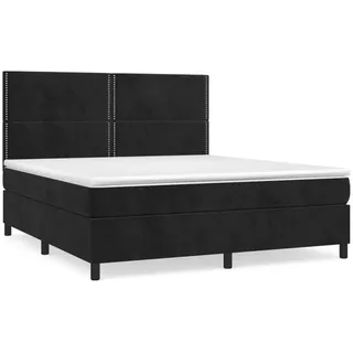 vidaXL Boxspringbett mit Matratze Schwarz 180x200 cm Samt - Schwarz