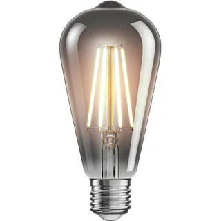 ledscom.de E27 LED Leuchtmittel, ST64, extra warmweiß (1800 K), 7,6 W, 240lm, Rauchglas