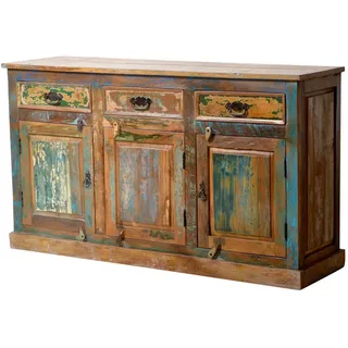 Mid.you Sideboard , Multicolor , Holz , Altholz , massiv , 3 Fächer , 3 Schublade(n) Schubladen , 140x80x40 cm , stehend , Holzmöbel, Kommoden Holz, Sideboards Holz