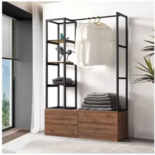 [en.casa] Garderobenständer Egmating 180 x 120 x 40 cm Walnuss